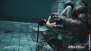 3d animation moster sex with a red head big tits babe