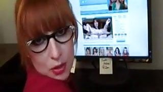 Naughty red head at the office